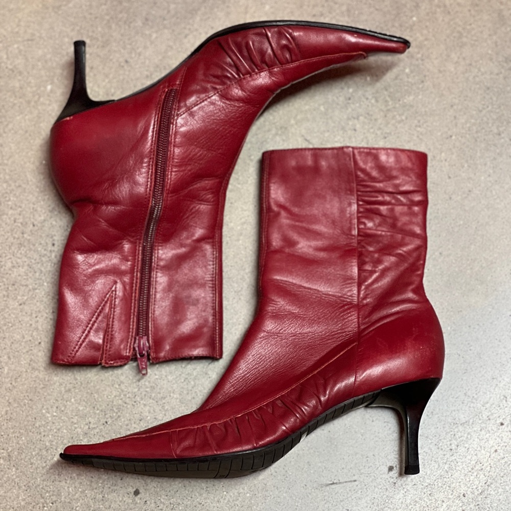Diba Red Heeled Leather Boots